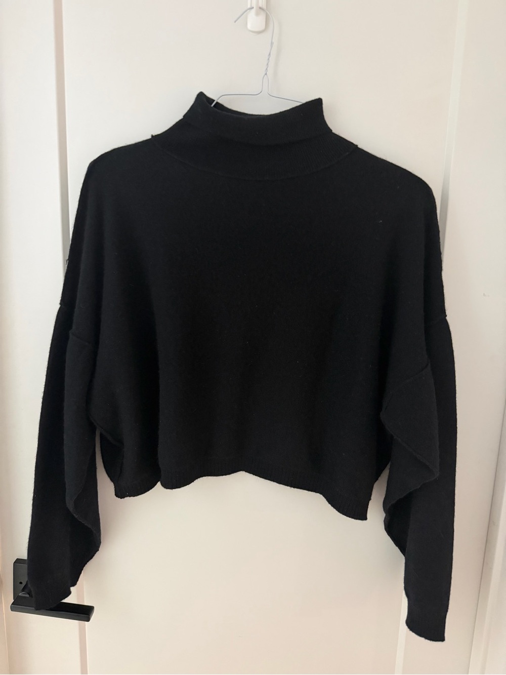 Free People Black 100% Cashmere Cropped Turtleneck Sweater XS
